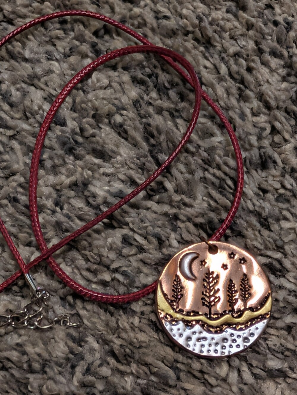 Braided Cord Rose Gold Color Pendant Necklace